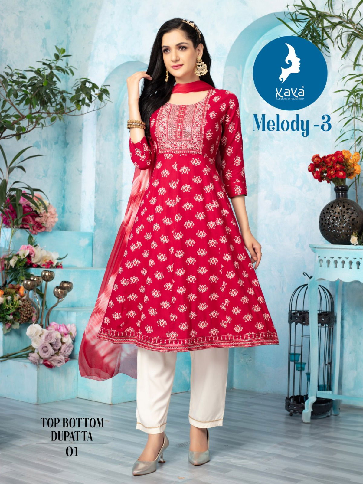 Melody 3 By Kaya Rayon Kurti With Bottom Dupatta Suppliers In Mumbai